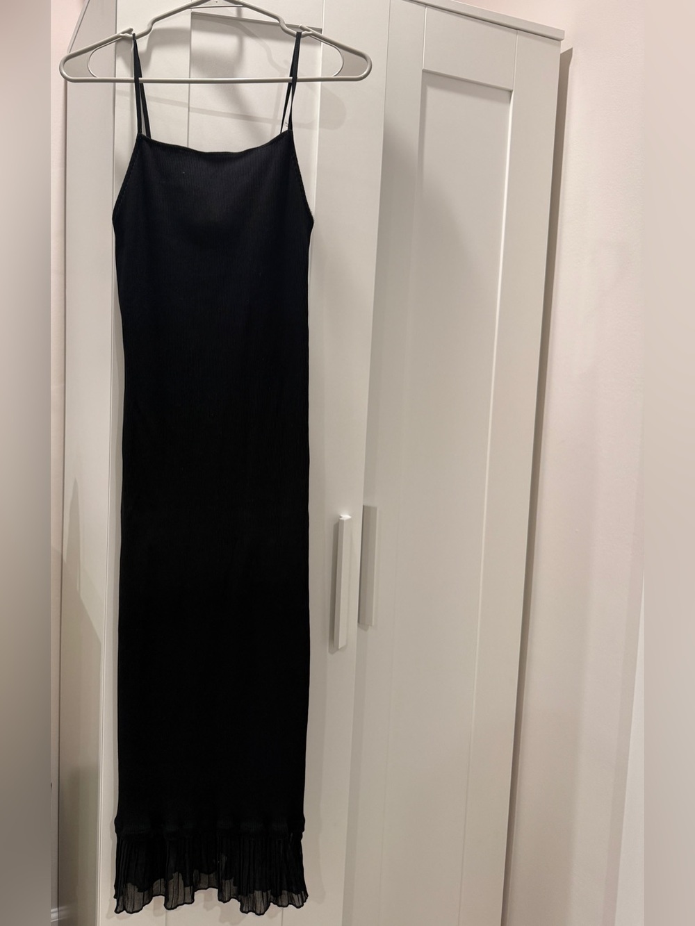 Zara Black Ribbed Dress with Label Detail